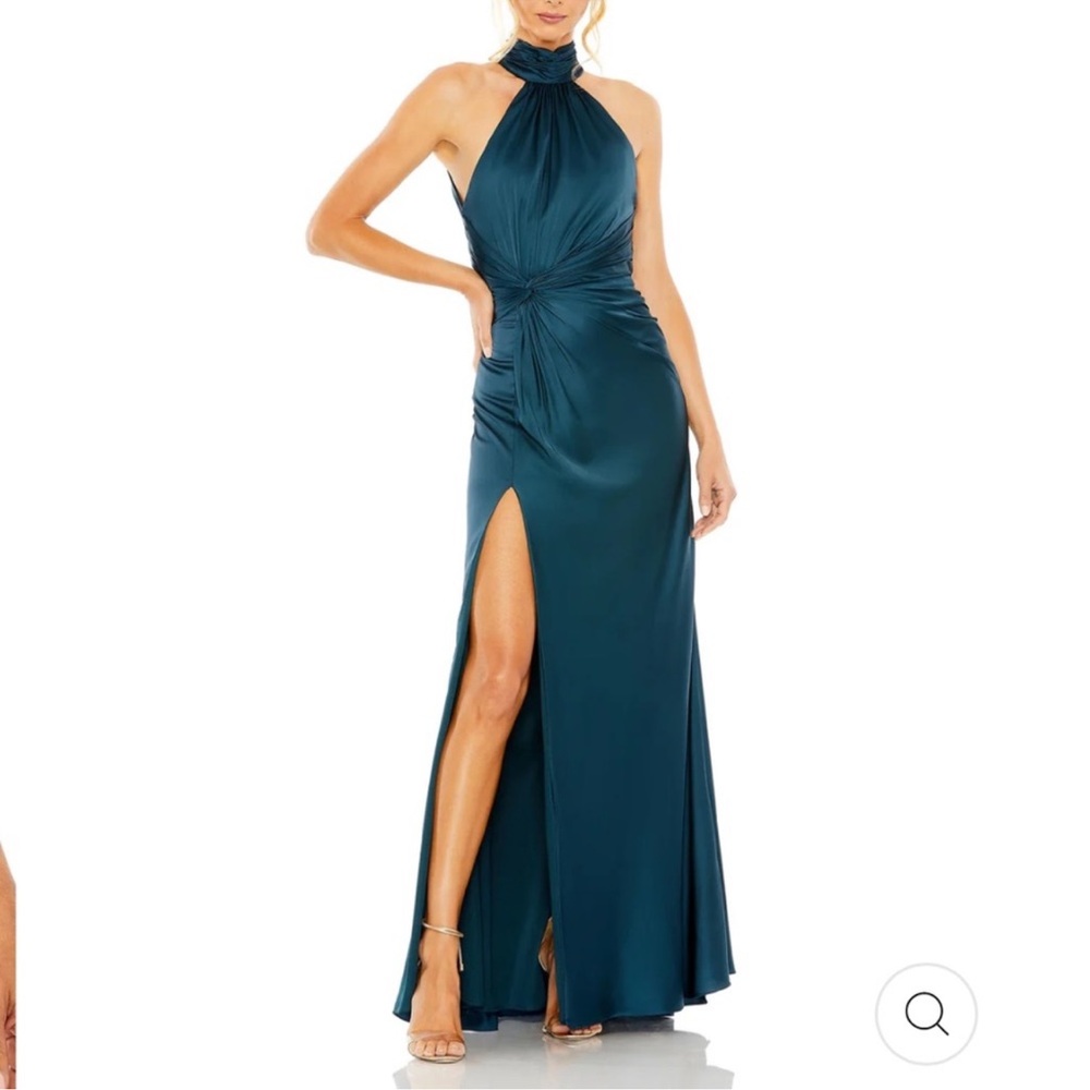 Ieena For Mac Duggal Teal Halter Maxi Dress